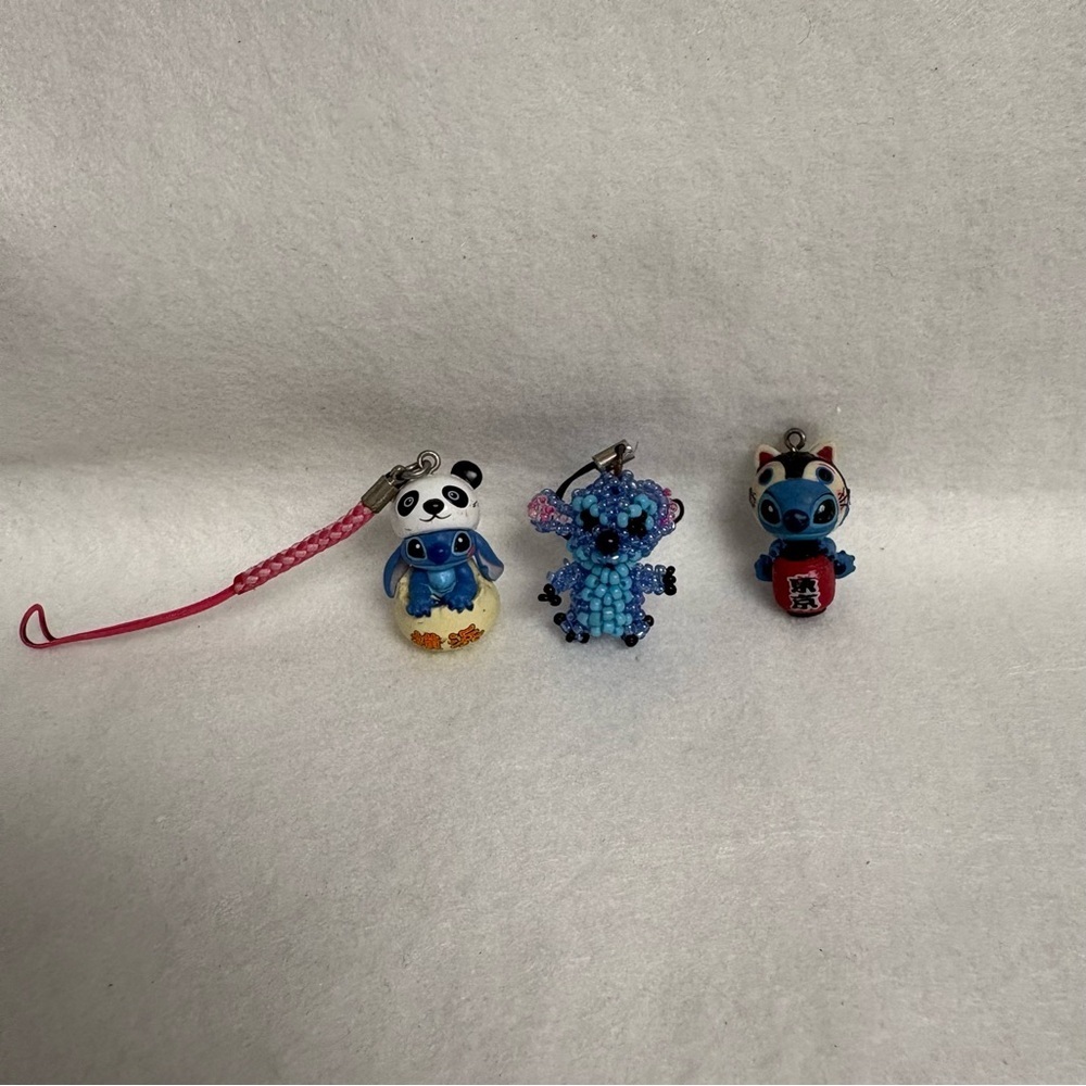 Set of 3 STITCH Charms Panda Lantern Beaded Disney Japan